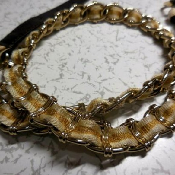Gucci Gold Tone Chain Yellow White Striped main image 7